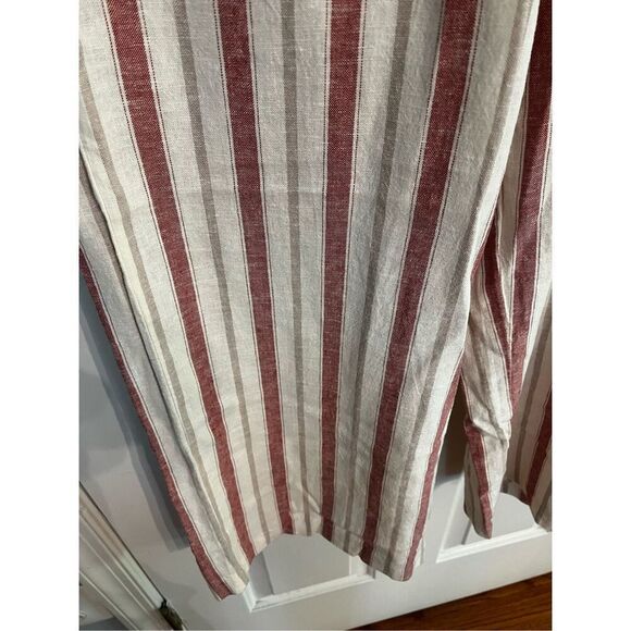 C&C California Cream & Red Stripe Wide Leg Linen Pants sz L NWOT - Picture 4 of 7
